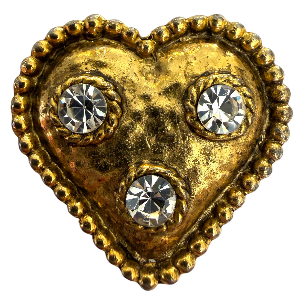 Heart Clip On Earrings With Rhinestones