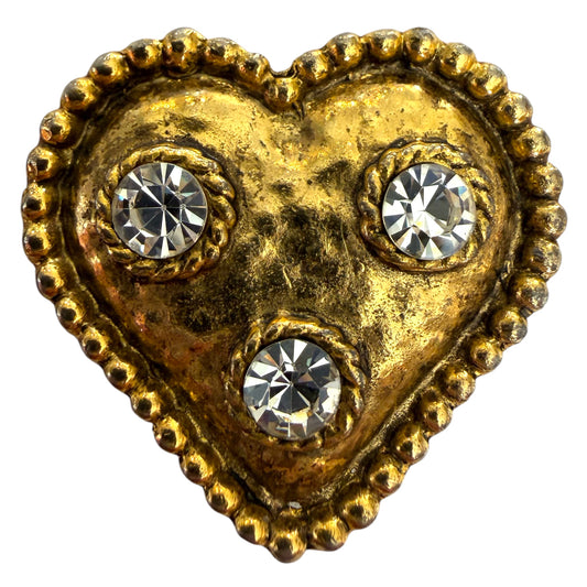 Heart Clip On Earrings With Rhinestones