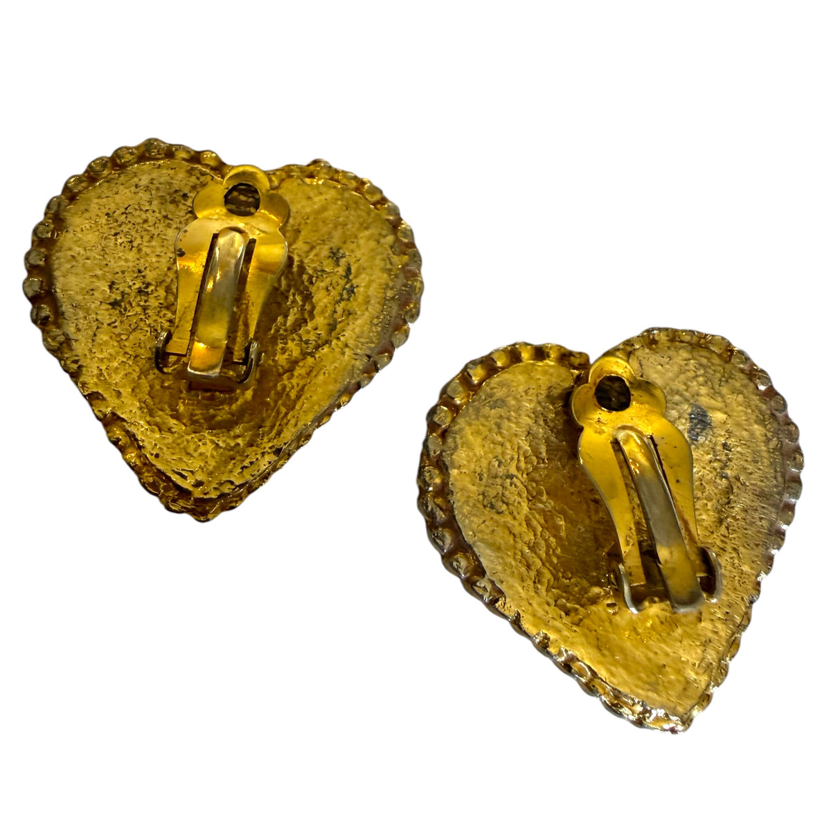 Heart Clip On Earrings With Rhinestones