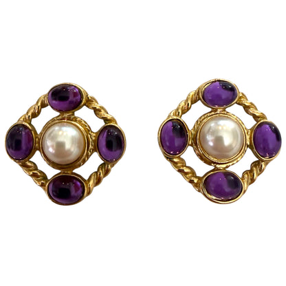 1980's Purple Pierced Earrings