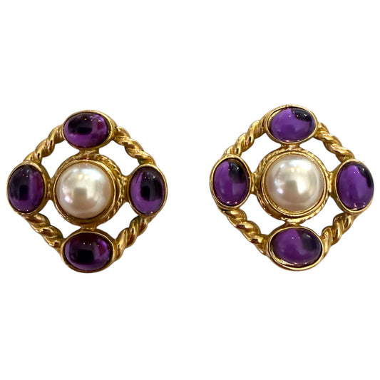 1980's Purple Pierced Earrings