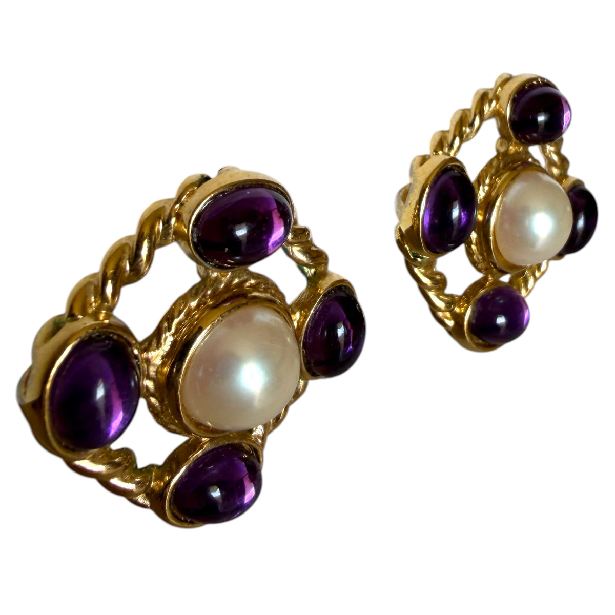 1980's Purple Pierced Earrings