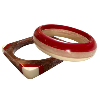 1930's Red Cherry And Creamy Bangles