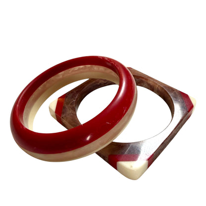 1930's Red Cherry And Creamy Bangles