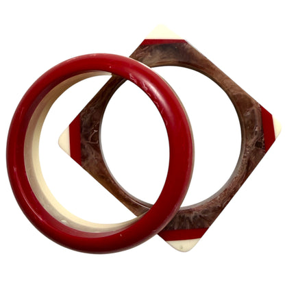 1930's Red Cherry And Creamy Bangles