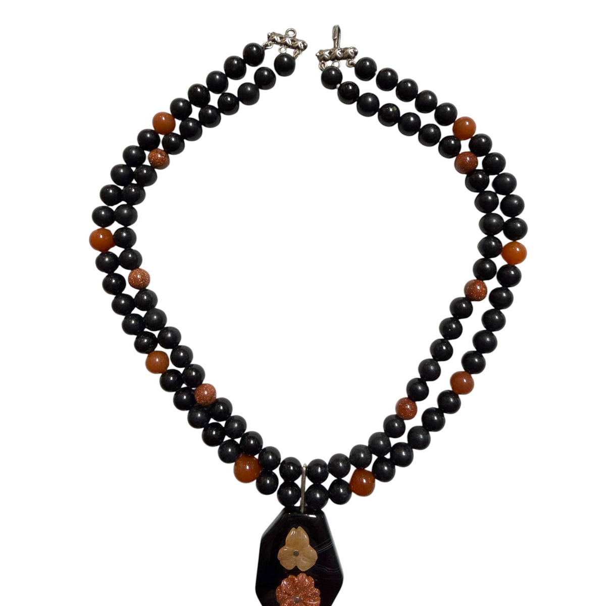 Obsidian Floral Necklace