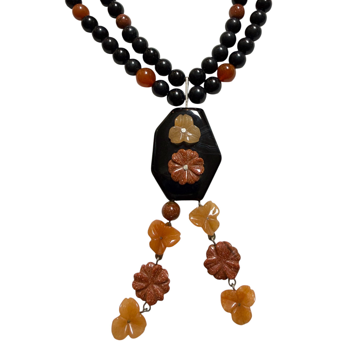 Obsidian Floral Necklace