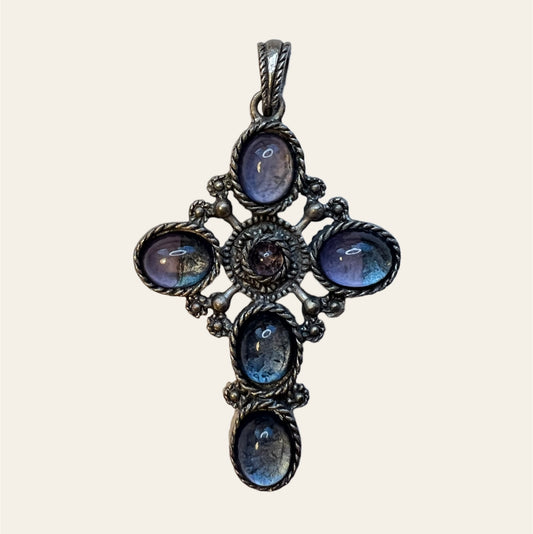Vintage Multicoloured Cross Pendant