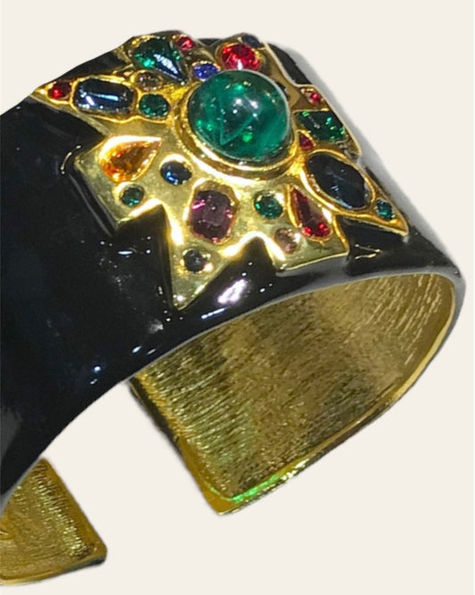 1990's KJL Maltese Cross design Black Cuff