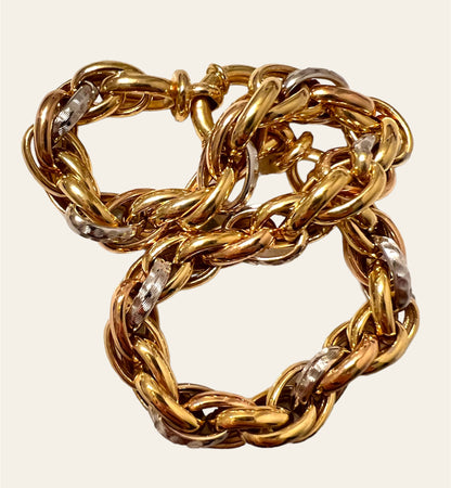 Classic Two-Tone 18k Gold Twisted Chain Bracelet