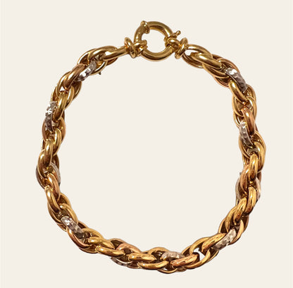 Classic Two-Tone 18k Gold Twisted Chain Bracelet