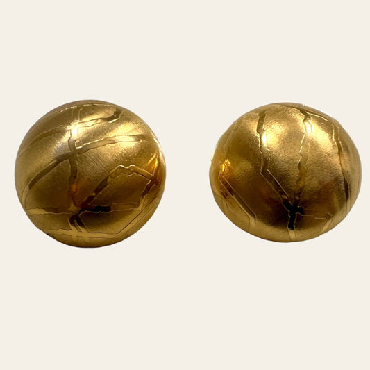1980’s Round Gold Tone Clip On Earrings