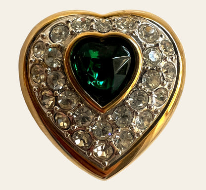 Vintage Heart Shaped Diamanté Clip On Earrings