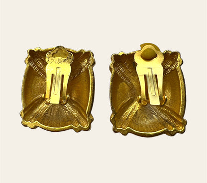1980's Matte Gold Finish Clip On Earrings