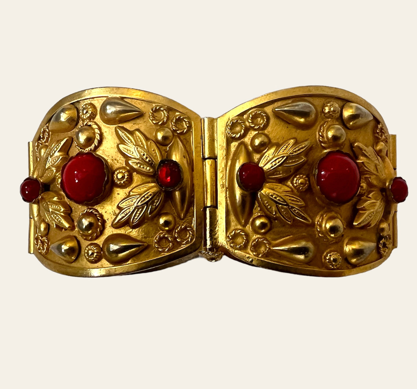 Decorative Rich Gold Bracelet with Red Beads