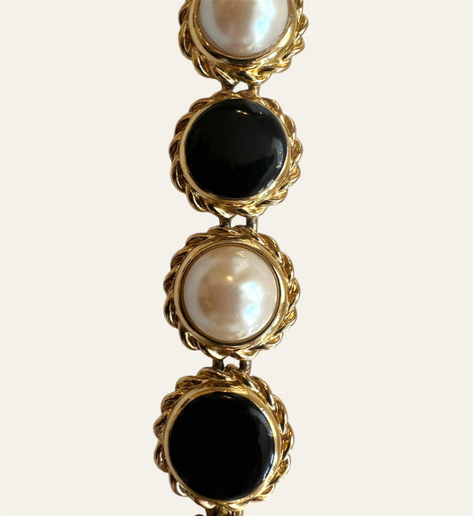 Finito Black And Faux Pearls Bracelet