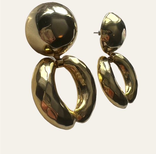 1970's Massive Gold Tone Chunky Drop Earrings