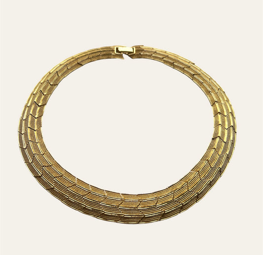 Wide Gold Tone Egyptian Style Choker