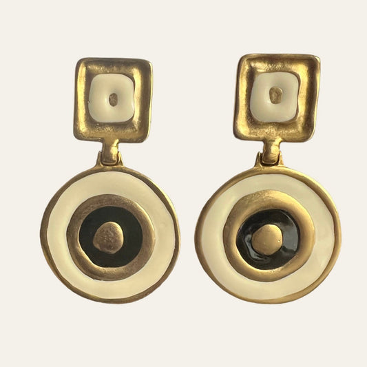 1980's Circular Drop Earrings