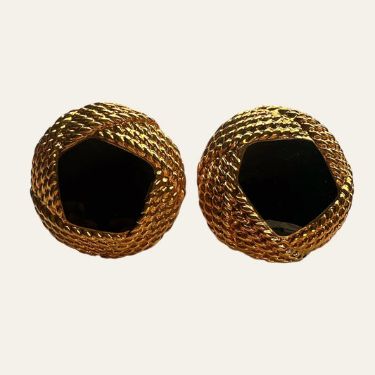 Petite Monet Black & Gold Tone Clip On earrings
