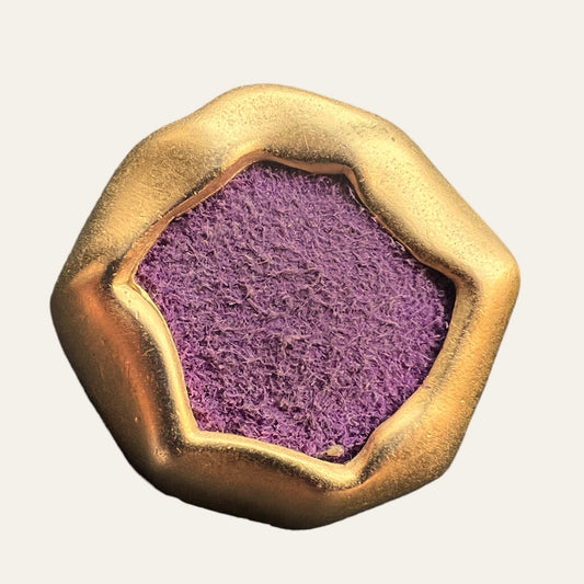 Brushed Gold Tone Purple Clip On Earrings