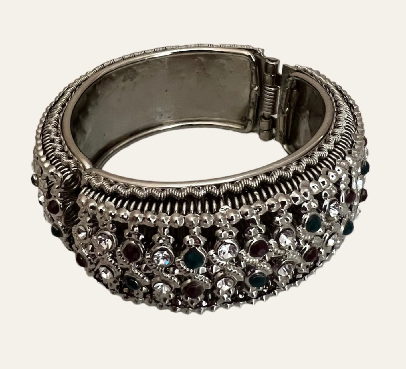 Silver Tone Bangle with Rhinestones