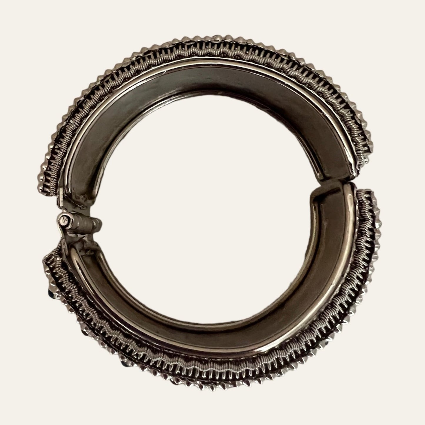 Silver Tone Bangle with Rhinestones